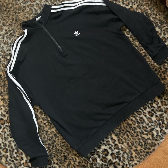 Adidas Quarter Zip Black Trefoil Sweatshirt - Picture 6 of 7